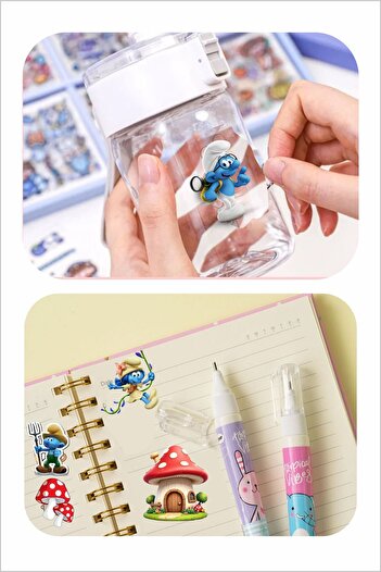 Piksel Grafik Smurfs 35 Pieces Stickers Set - Pen, Laptop Notebook Water Bottle Sticker