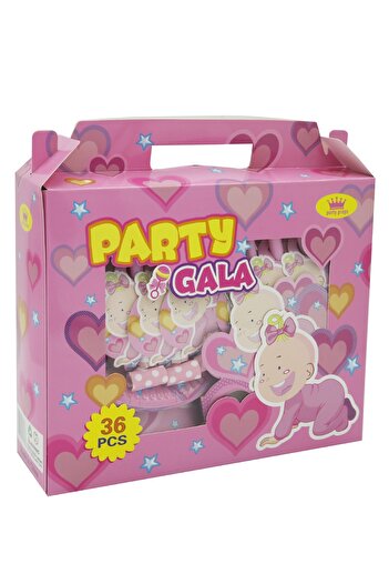 SDX Market Set of 36 accessories for children's party, 6 pieces, Baby Girl theme, Party Gala