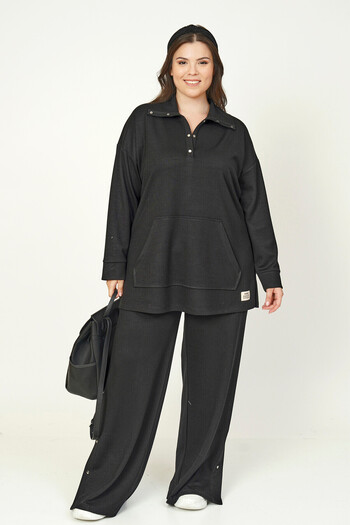Büyük Moda Modal Sweatshirt with Stuffed Collar Detail