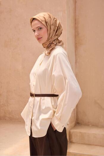Belli Tivil Pure Silk Scarf 4117 - 01 Cream Mixed Pattern