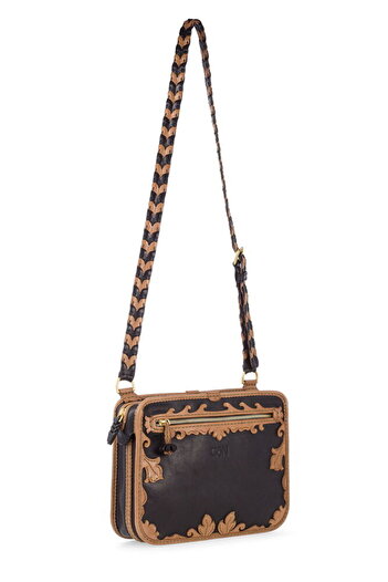 GÖN Handmade Black-Grey Women's Crossbody Bag Talin