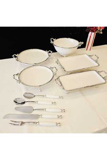 MaviDamla 10 Piece Cast Porcelain Presentation Set Silver