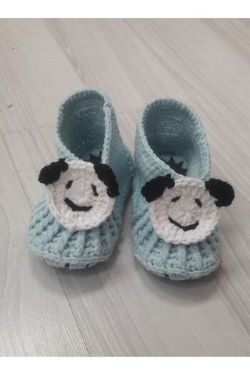Kevser nur tuhafiye Knitted Baby Booties with Teddy Bear
