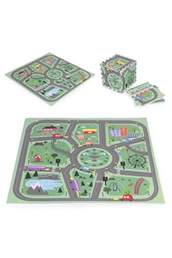Ecotoys Large Foam Play Mat for Kids, 90.5 x 90.5 cm, City Design, 21 Pieces