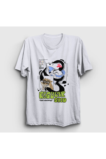 Presmono Unisex Λευκό T-Shirt Quit Slacking Regular Show 574181tt