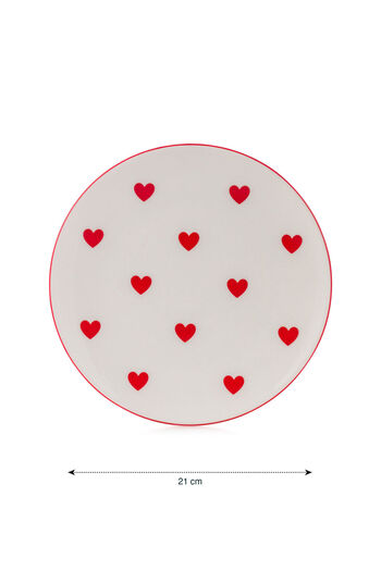 LC Waikiki Sparkling Selections from Shining Store |   Heart Printed Porcelain Plate 21 cm