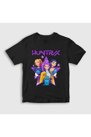 Presmono Unisex Kids Black Poster Huntrix K Pop Demon Hunters T-Shirt 573781Tt