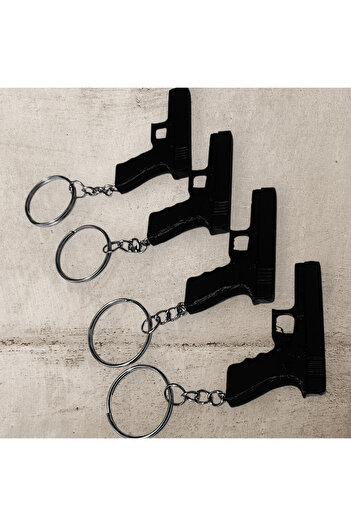 vitrin3d Set of 4 Pistol Shaped Keychains – Retro & Decorative Design