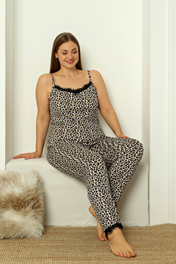 lacelove Pegasus Women's Pajama Set with Lace Detail and Morning Dress - Dowry Suit - Wide Size Range