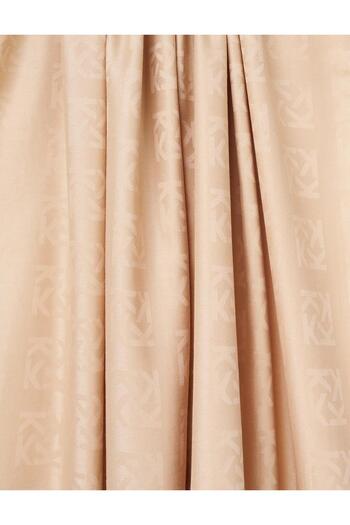 Kayra Logoed Silk Shawl Beige