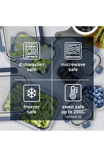 erorex Set 2 Glass Food Storage Containers,Lunch Box, Airtight Lids Silicone Protection, Leakproof Food