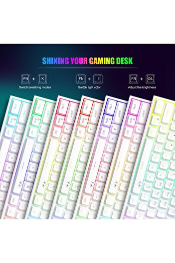 erorex لوحة مفاتيح ألعاب صغيرة الحجم بترقية 60% مع إضاءة خلفية RGB و61 مفتاحًا، فائقة الصغر، مريحة ومقاومة للماء، ميكانيكية