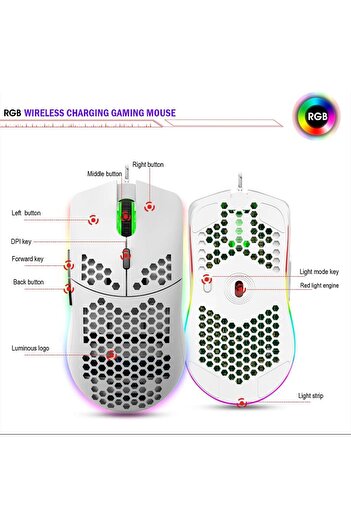 erorex Usb Gaming Mouse Honeycomb Hollow Design Ergonomic Wired Mouse Backlight Up 6400 Dpi Rgb Gaming