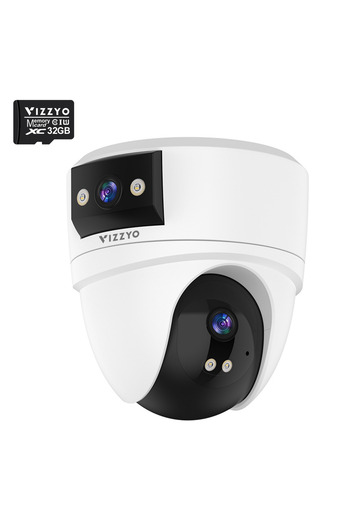 vizzyo Camera Supraveghere WiFi Dual Dome, 8 MP, 2 Camere În 1, Viziune Nocturnă Color, Acoperire