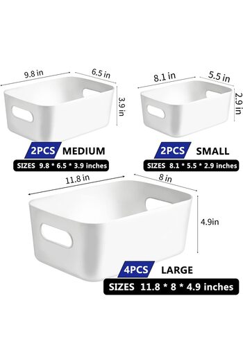 erorex Set 8 Plastic Storage Bins Box Toy Kitchen Under Bathroom Sink Versatile Home Containers Organizers