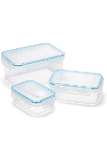 erorex Clip And Close Rectangle Food Storage Box 3 Piece Set