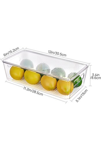erorex 8Pcs Clear Organizers Storage Bins Lids, Stackable Plastic Storage Containers Handles Fridge,