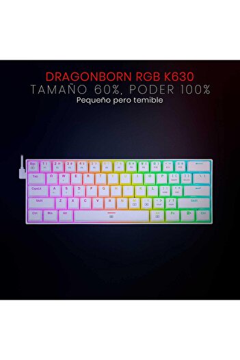 erorex لوحة مفاتيح ألعاب ميكانيكية K630 Dragonborn White 60% مدمجة 61 مفتاحًا Tkl Gaming Keyboard بنية اللون