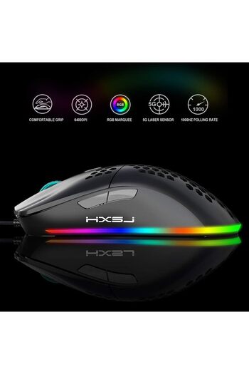 erorex Hxsj J900 Usb Wired Gaming Mouse Rgb Gaming Mouse Six Adjustable Dpi Ergonomic Design Desktop