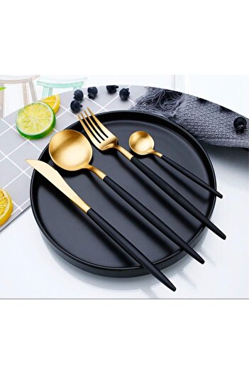 erorex Gold Flatware Silverware Set, 4 Pieces 18/10 Stainless Steel Cutlery Tableware Set Including Fork