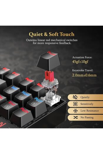 erorex K552 60% Mechanical Gaming Keyboard Rgb Backlit Wired Red Switches Windows Gaming Pc Uk Qwerty