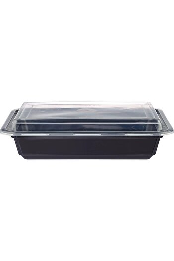 erorex Black Base Rectangle Microwavable Container 32Oz With Lid 50 Pieces