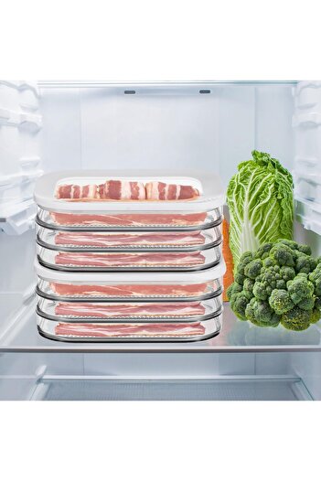 erorex 2 Pcs Stackable Deli Meat Bacon Containers Fridge Airtight Food Storage Boxes Lid Cheese Keeper