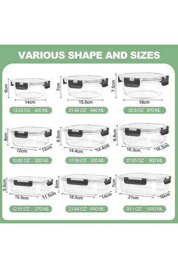 erorex Glass Meal Prep Containers, 12 Pack Glass Food Storage Containers Lids, Bento Box Lunch Containers,