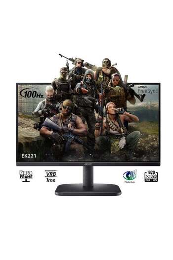 ACER شاشة أساسية | شاشة ZeroFrame مقاس 21.5 بوصة (1920 × 1080) FHD، وتقنية لوحة VA، ومنفذ HDMI، وVGA مع