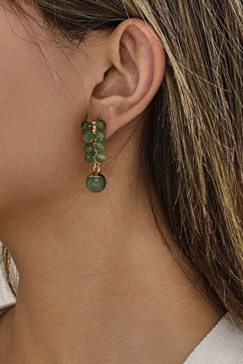 New Obsessions Green Natural Stone Dangle Women's Earrings