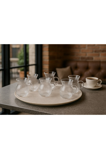 Kitchen Line Heat Resistant Striped Model Enjoy Ala Glass Cup Set Set of 6