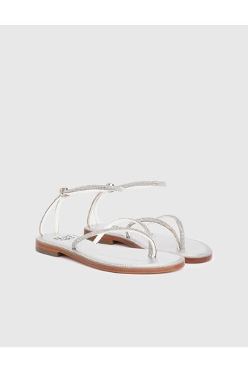 İLVİ Yuhgara Genuine Floater Leather Women's Silver Sandals