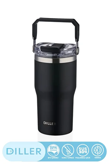DILLER 620ml New Collection Tumbler With/Without Straw Stainless Steel Thermos with Handle