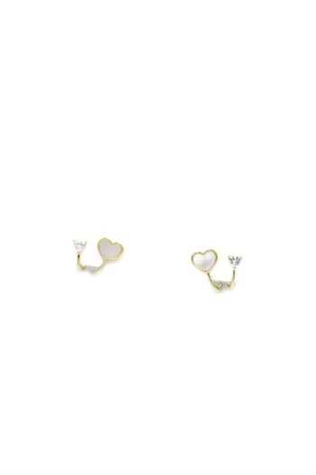 toganshop Silver Needle Heart Earrings - Gold
