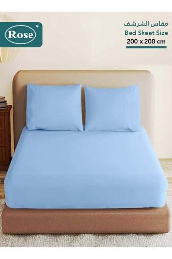 Rose Luxurious Plain Fitted Sheet with Deep Pockets and Pillow Cases, Bed Sheet 3-Pieces Set, Soft &