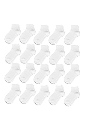 turtees Kids Ankle Socks, Soft Fabric, Ages ranging 3-14, 10 or 20 Pairs, Black or White, Moisture Control