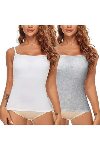OEM Women's fitted sleeveless T-shirt, white + gray, XL, 2 pieces