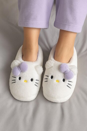 ALTUNTAŞ Women - Girls Hello Kitty Soft Furry Plush Slippers Home Boots Slippers Lilac