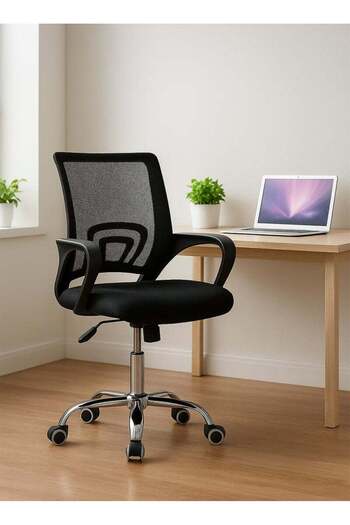 Taimi Ergonomic Mesh Office Chair - Height Adjustable Swivel, Lumbar Support, Armrest and Wheels - Black