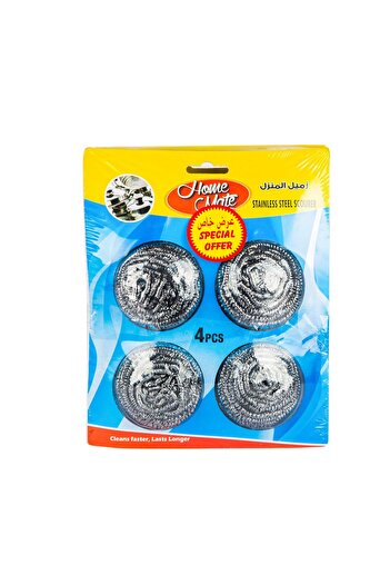 Homemate Home Mate Scourer Stainless Steel 2 x 4 pcs – Durable Kitchen Cleaning Pads 9cm x 7cm