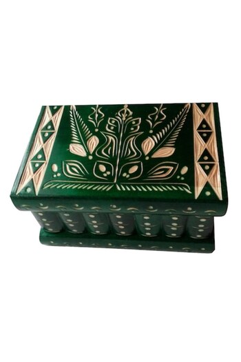 AZI Puzzle Box with Hidden Key, Secret Box in Green Color