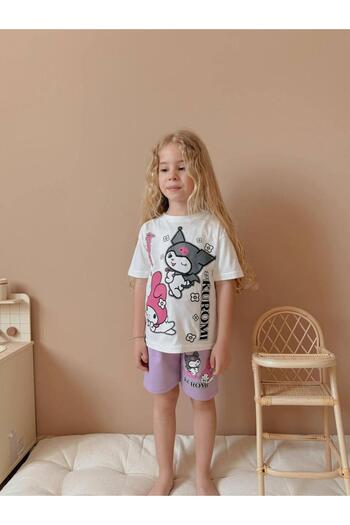 YİGİT BUTİK Girl's Suit with Character Patterned Shorts