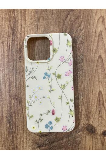 Newon iPhone 14 Pro Max Vine/Flower Printed Inner Velvet Silicone Phone Case Cover