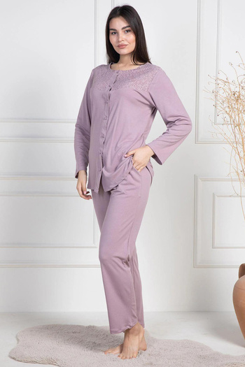Mavelle Women's Lace Detailed Plus Size Pajama Set 6104