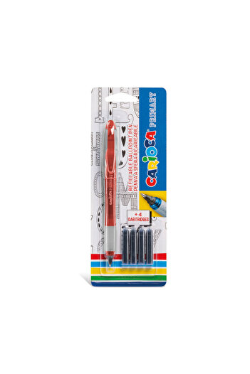 CARIOCA Roller cu cartus cerneala + 4 rezerve/blister, Rosu
