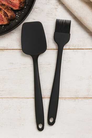 CKM silikon Non-Stick Large Spatula and Egg Brush Oversized Spatula Set Black