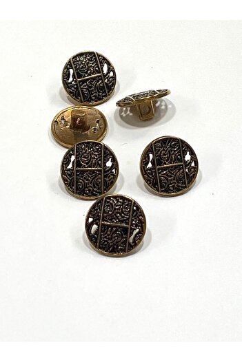 karantuhafiye Antique Gold Floor / Metal Button / 2.3 cm / Set of 6 / (M09089)/ Black