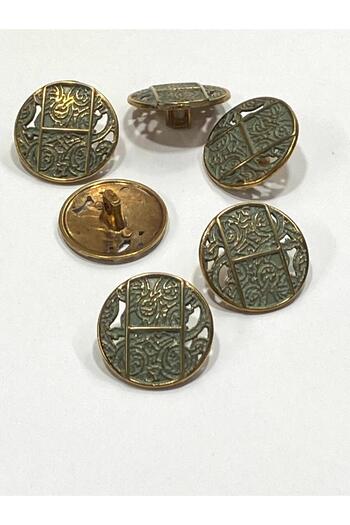 karantuhafiye Antique Gold Floor / Metal Button / 2.3 cm / Set of 6 / (M09089)/ Lemonmould