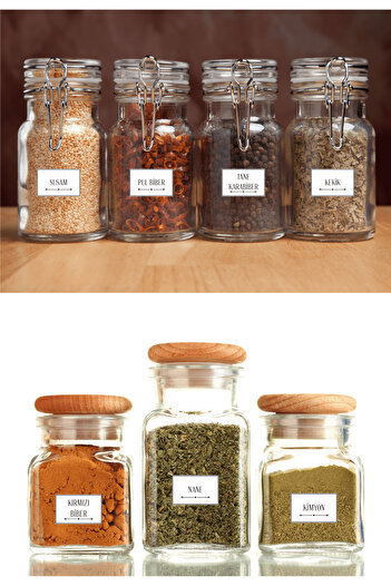BULUT DİJİTAL 72 Pieces & Water Resistant - Legumes - Spice Label - Sticker