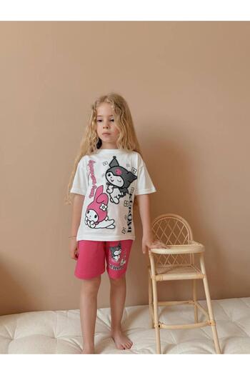 YİGİT BUTİK Girl's Suit with Character Patterned Shorts